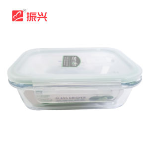 ZhenTing High Borosilicate Glass Square Lunch Box Microwave Safe Fruit Container with Lid for Work Preservation Box