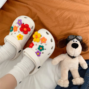 Womens Ins Trendy Thick Sole Cute Young Adult Heart Student Outer Wear Non-Stinky Feet Non Slip Flower Nurse Sandals