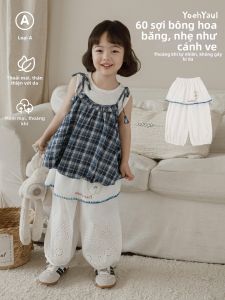 YOEHYAUL | Breathable Loose Lace Embroidered Pants for Girls