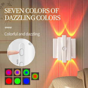 RGB Gradient LED Night Light with Motion Sensor Wall Lamp Rechargeable Ambient Light Dimmable Indoor Lights Magnetic Step Lamp