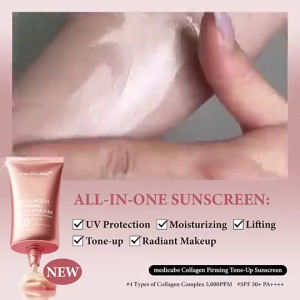 Medicube Collagen Firming Tone Up Sun Cream SPF50+ PA++++ 35ml 3 In 1 Sunscreen Lifting Anti Aging Natural Brightening Primer Prevent Photo Aging Non White Cast Light Hydrating For Dull Mature Skin