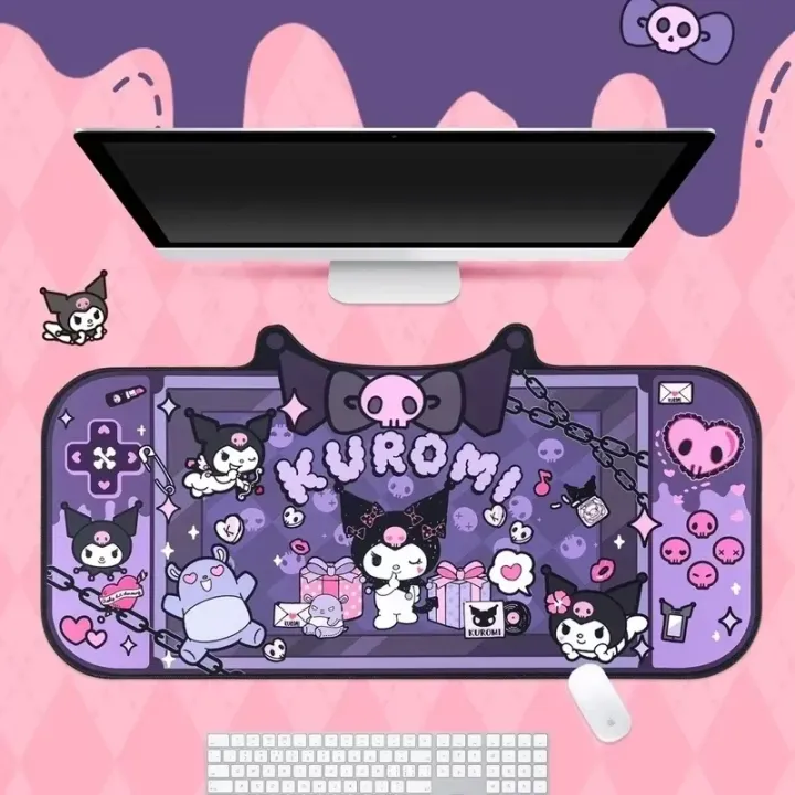 SANRIO | 30*80*3cm Cute Kuromi MousePad Oversized Anime Mouse Pad Cartoon E-Sports Game Keyboard Pad Kawaii Desk Pad Desktop Decoration