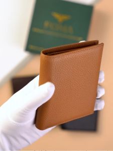 Ví nam đứng cao cấp P004-MN màu Navy mang phong cách tối giản chất liệu da bò Mill nhập khẩu - BH 1 NĂM