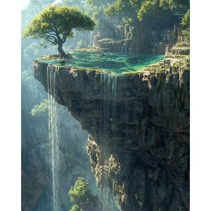 Scenic Cliff Pool Tree Waterfall Landscape Jigsaw Puzzle 500/1000/1200/2000PCS Stress Relief Puzzle Wall Art Decor Gift