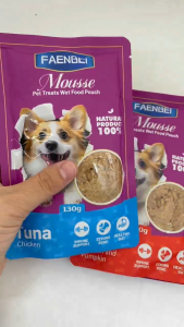 FAENBEI Pet Treats Wet Food Pouch (130g/bag) Beef/ Duck/ Tuna High-Nutrition Pet Snack With Real Meat Ingredients Assorted Flavors For Puppies & Adult Dogs