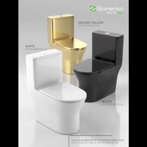 Sorento WC White / Matt Black / Rose Gold / GY 10" One Piece Design Wash Down Flushing Toilet Bowl WC SRTWC8383-RL Series