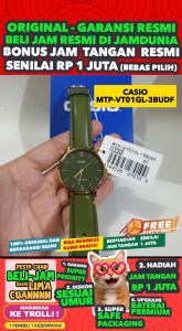 CASIO ORIGINAL - CASIO MTP-VT01GL-3BUDF - Men - Hijau army - Leather Band Jam dunia JD19ST # Jam Tangan Pria Cowok Watch Anti Air Digital Analog + CASIO MTP-VT01GL-3B MTP VT01GL 3B MTP-VT01GL VT 01 GL MTPVT01 MTPVT01GL MTP-01 $ WR0 STK SD7