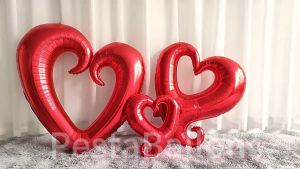 Balon Foil Love Bolong Tengah Heart Bolong 24 Inch