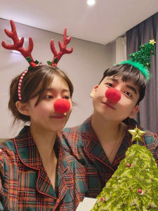 Christmas Hat Santa Claus Red Nose Photo Prop Party Decoration Men and Women Clown Head Atmosphere Supplies