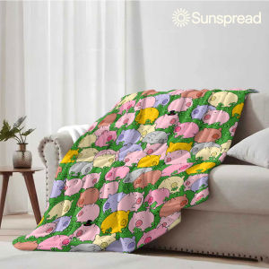 Beast Kingdom | Clover Pigs Soft Warm Flannel Blanket Lightweight Cozy Christmas Halloween Home Decor Room
