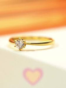 saudi gold 18k pawnable legit pure gold Six Claw Small Diamond Ring