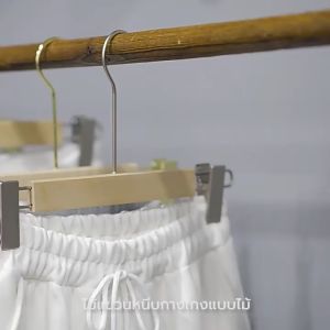 ไม้แขวน ไม้แขวนหนีบกางเกง กระโปรง ไม้แขวนเสื้อแบบหนีบ แพค 6 ชิ้น YSB รุ่น CB0089-W-3212-06