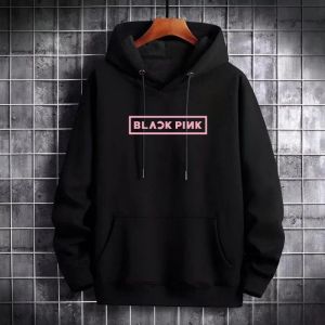 Sweater Hoodie Black Pink Kpop Korea Fleece Pria Wanita M-XXL