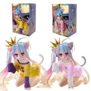 Bandai | No Game No Life Anime 10cm Desktop Shiro Cute Cat Ear Action Figure PVC Room Decor Adult Collectible Model Doll Toy