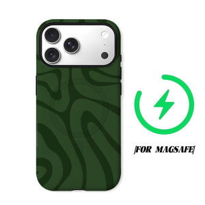 Dark Green Swirl Phone Case for iPhone 18 17 16 15 14 13 12 11 Air Pro Max Plus Double-layer Cover
