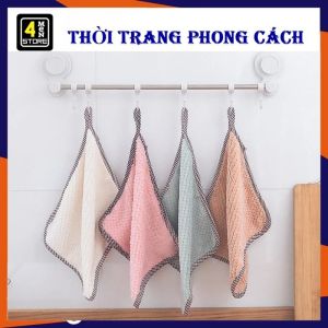Khăn Bông Lau Tay Nhà Bếp Đa Năng Siêu Thấm Hút - Khăn Lau Bếp Lau Chén Bát 2 Mặt Mềm Mịn Không Xù Lông Có Quai Treo (25x25cm) - Khăn Lau Đa Năng Kháng Khuẩn
