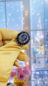 แหวนไพลิน สไตล์ผู้ดีเก่า 15000 ลดเหลือ 11900 Authentic Blue Sappire Bridgerton Old money style