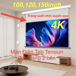 Màn Chiếu Điện Tab Tension 4k Trắng Photon 5 Lớp. 100120150inch 16:9 Màn Trắng nhìn xuyên qua tường đời mới nhất 0984651088