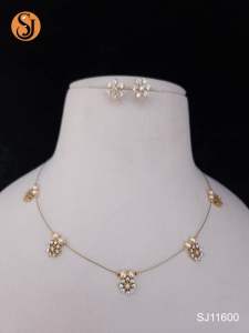 Sg readystock Gold floral necklace with matching earrings set Indian minimalist invisible jewellery