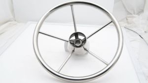 5 Spoke Sport Boat Steering Wheel Marine Steering Wheel 13-1/2 " Stainless Steel  25 Degree 34cm Steering Wheels For Yacht Boat Accessories