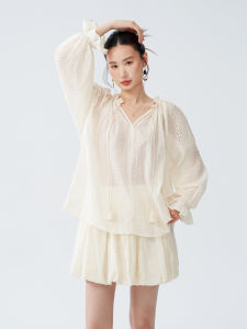 Lazy Style White Lace Embroidery Two Piece Set