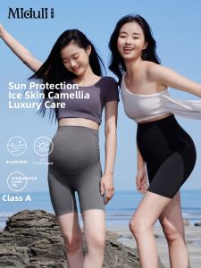 MIDULI | Maternity Thin Summer Wear Outer Shark Pants Yoga Shorts Anti-exposure Leggings 2-in-1