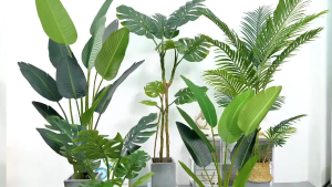 【24 hour shipping】100-100cm 24 Branching faux plants flowers indoor plant artificial flowers artificial leaves artificial plant with pot fake plants with pot fake flowers Turtles back white lotus travelers banna apple leaf