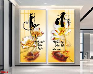 Tranh tráng gương - Tranh treo tườngchữ thư pháp nhiều mẫu trang trí tết