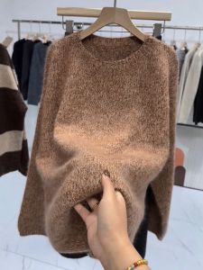 QINGNAER | Oversized Plain Color Comfortable Knit Sweater