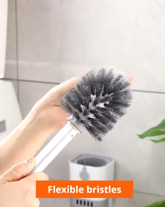 Silicone Toilet Brush Toilet Cleaner Brush Household Wall Mounted Toilet Scrubber Without Drilling with Holder Set