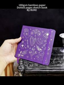 Sổ Tay Chấm Điểm BUJO 5.5"x5.5" Hình Vuông Với Giấy Tre 180gsm Bìa Giả Da PU Màu Tím Dành Cho Sổ Tay Phác Thảo & Ghi Chép Sáng Tạo