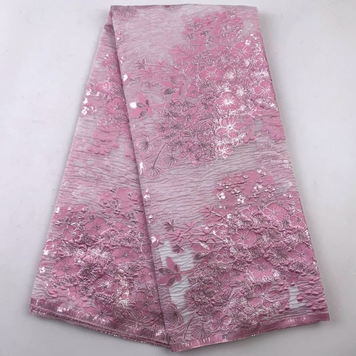 Pink African Tulle Lace Fabric 2021 High Quality French Jacquard Lace ...