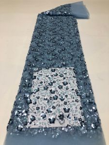 Luxury African Sequins Beaded Lace Fabric 2026 High Quality Lace 5 Yards French Lace Fabric Nigerian Lace Fabrics Party