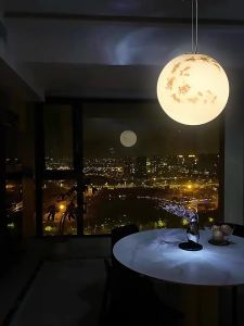 SXH Internet Celebrity Moon Chandelier Shell Ceiling Lamp Nordic Ball Restaurant Bedroom Light Moon Floor Lamp Outdoor Yard Lamp