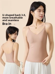 Miiow | Womens Integrated Strapless Vest U-Back Nylon Tank Top Bra Pad Spring Summer Inner Wear Outerwear Catman MiiOW yh-395