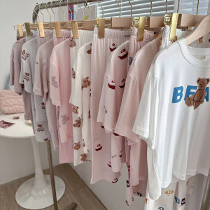 Japanese Style Childrens Modal Cotton Pajamas Loose Thin Short Sleeve Overhead Pants Cartoon Summer Home Clothes Baby