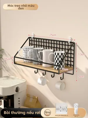 Kệ Sách Treo Tường Gỗ Cứng Không Cần Khoan