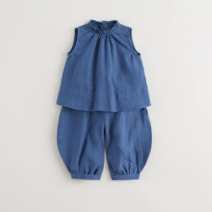 Marc&Janie | Breathable Linen Lace Collar Sleeveless Set for Girls