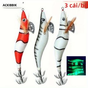 Ackibbik 3 Cái/bộ Mồi Câu Cá Tôm Phát Sáng Với Móc Câu Mực Nhân Tạo Mồi Cứng Nhân Tạo Để Câu Cá Ở Sông Hồ