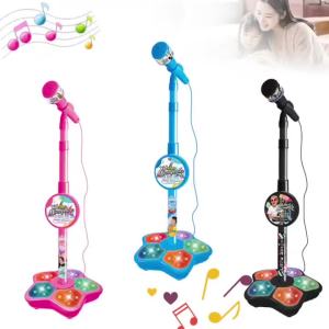 Kids Microphone Toy with Stand Karaoke Song Music Instrument Toys Brain-Training Educational Toy Birthday Gift for Girl Boy