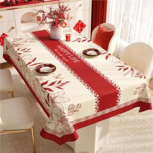 MONLEYTA | Waterproof Oil-Resistant No-Wash Red Festive Tablecloth