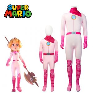 Super Mario Costume For Adult Kids Mario Bros Princess Peach Cosplay Jumpsuit Pink Bodysuit Anime Game Role Play