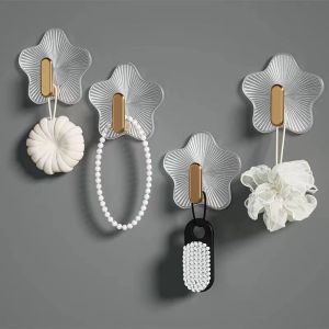 5pcs Wall Hooks Clear Star Shaped Strong Adhesive Hook Multifunctional Hook Towel Key Kitchen Bathroom Organizer