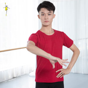 Áo Tập Khiêu Vũ Chuyên Nghiệp Tay Ngắn Cho Trẻ Em Nam Red Dance Shoe Modern Ballet Dance Uniform Top 30292