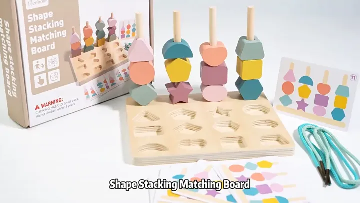 Wooden Shape Stacking Matching Board | Montessori Toy for Kids | Early ...