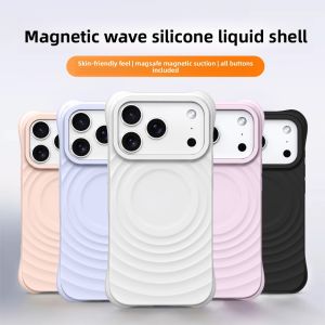 Magnetic ripple liquid silicone is suitable for iPhone17ProMax 15 14 case and skin feeling all-inclusive 16plus protective case.