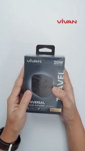 VIVAN Power Adapter Universal 20W VPS-T003A Black USB Type-C Multi-country / Travel Adaptor / Colokan Listrik Quick Charging / Steker Socket Portable Standar Internasional Original - Garansi Resmi 1 Tahun