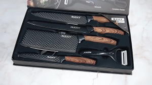 6PCS Knife Set Chef Knife Cleaver Scissors Chopping Knife Gift Set Kitchen Knives For Quick Chopping Cutting & Slicing Kitchen Utensils Non-Stick Coating Kitchen Knives