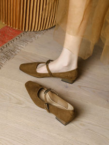 Retro Brown Leatherette Low Heel Comfortable Soft Real Leather Mary Jane Womens Shoes with Buckle Fashionable Casual Footwear