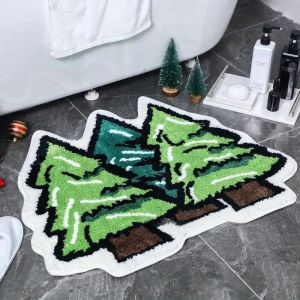 VIKAMA JOY Wreath Reindeer Bath Mat Christmas Bathroom Rug Non Slip Absorbent Floor Mat For Shower Tub Bedroom Xmas Home Decor